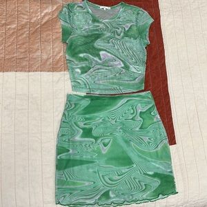 Green Skirt and Top Set